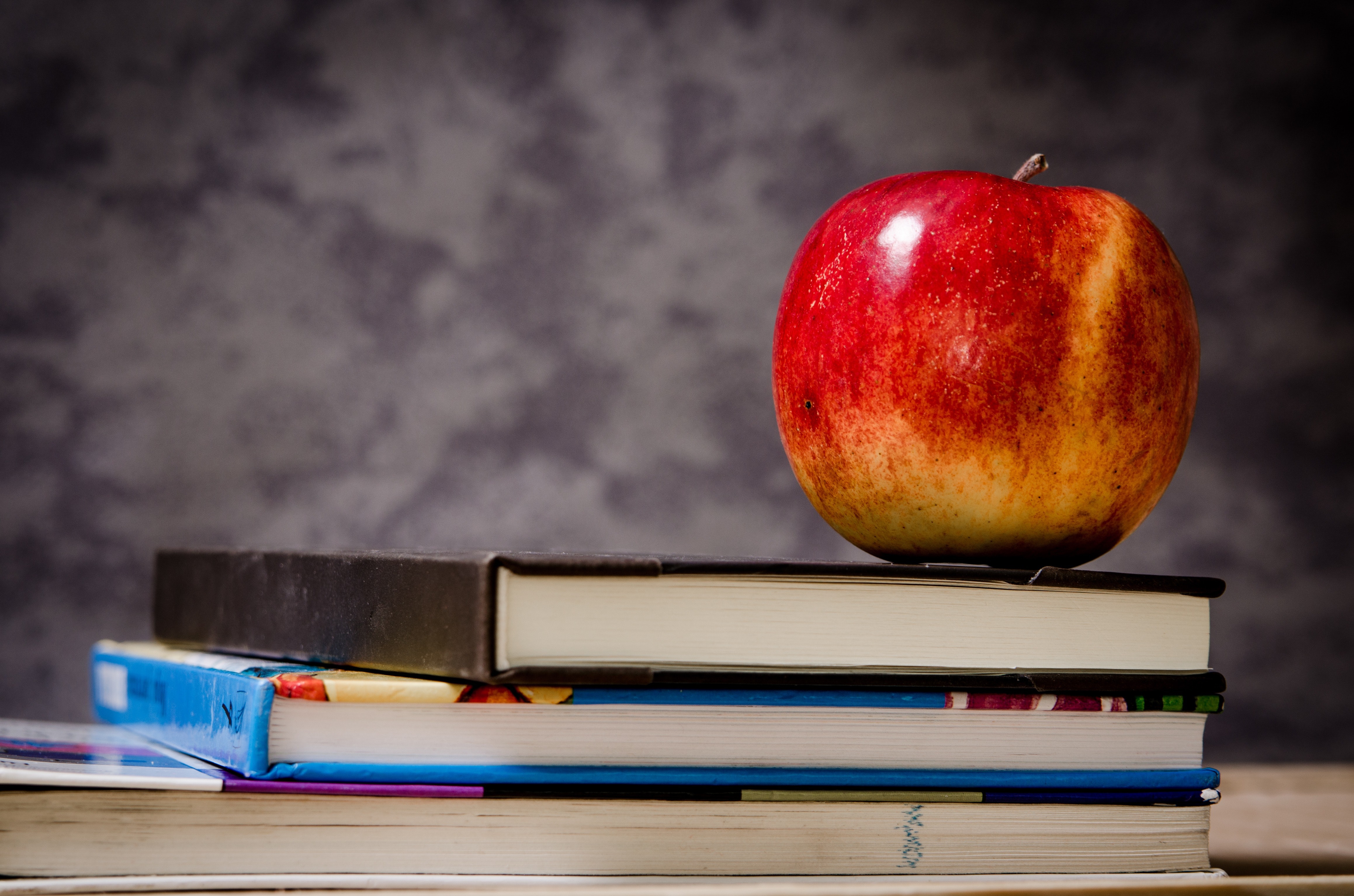 Two Books and Apple Above